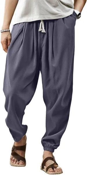 2025 Men's Casual Pants Cotton Loose Drawstring Leg Summer Pants