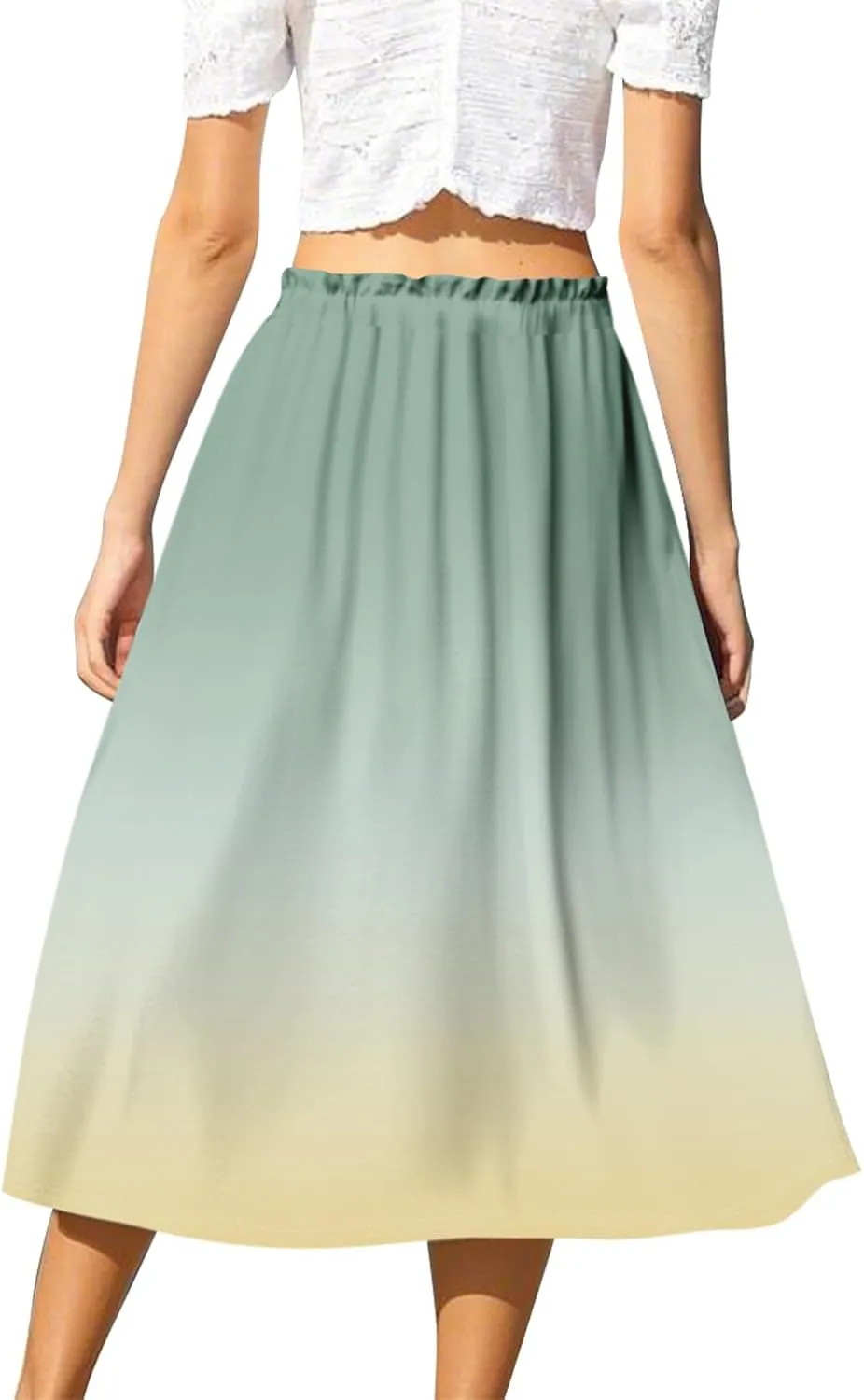 ADHOWBEW Long Skirts for Women Summer Smocked Flowy Sexy Floral Print Casual Cotton Bohemian High Waist Skirts