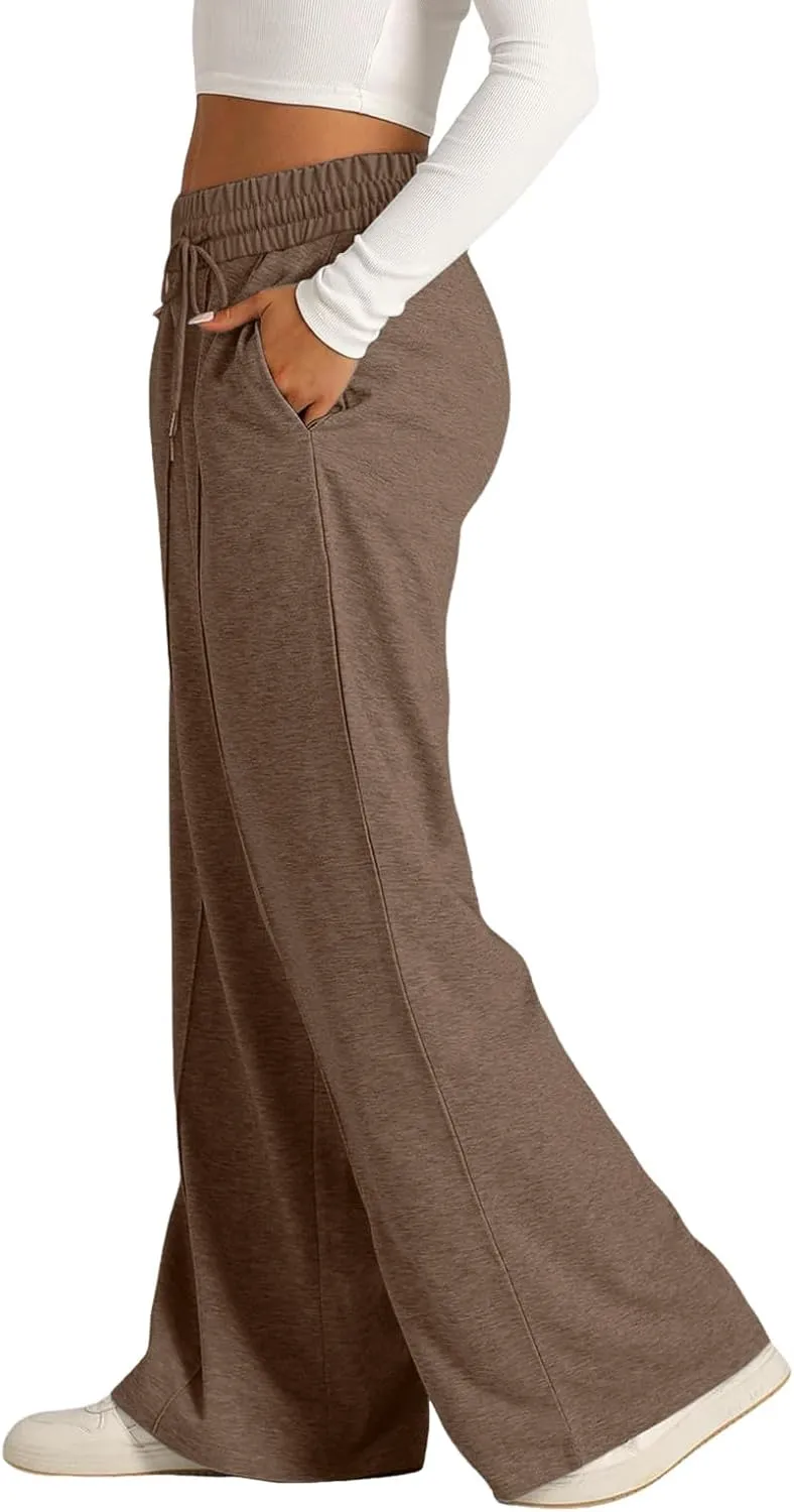 Aniywn Straight Wide Leg Sweatpants for Women Trendy High Waisted Yoga Pants Comfy Loose Fit Drawstring Jogger Athletic Pants