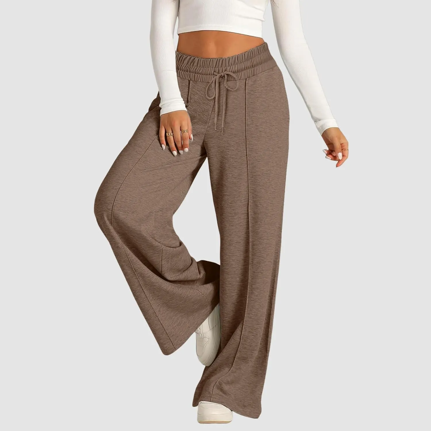 Aniywn Straight Wide Leg Sweatpants for Women Trendy High Waisted Yoga Pants Comfy Loose Fit Drawstring Jogger Athletic Pants