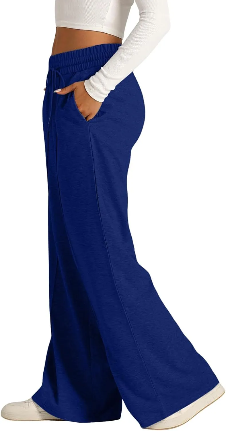 Aniywn Straight Wide Leg Sweatpants for Women Trendy High Waisted Yoga Pants Comfy Loose Fit Drawstring Jogger Athletic Pants