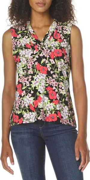 Anne Klein Women's Printed Ity Triple Pleat Top