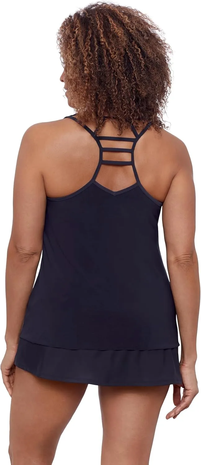 Aqua Green Women's Ladder Trim Racerback Tankini Top