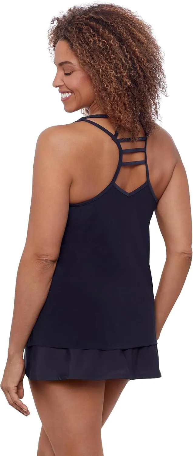 Aqua Green Women's Ladder Trim Racerback Tankini Top