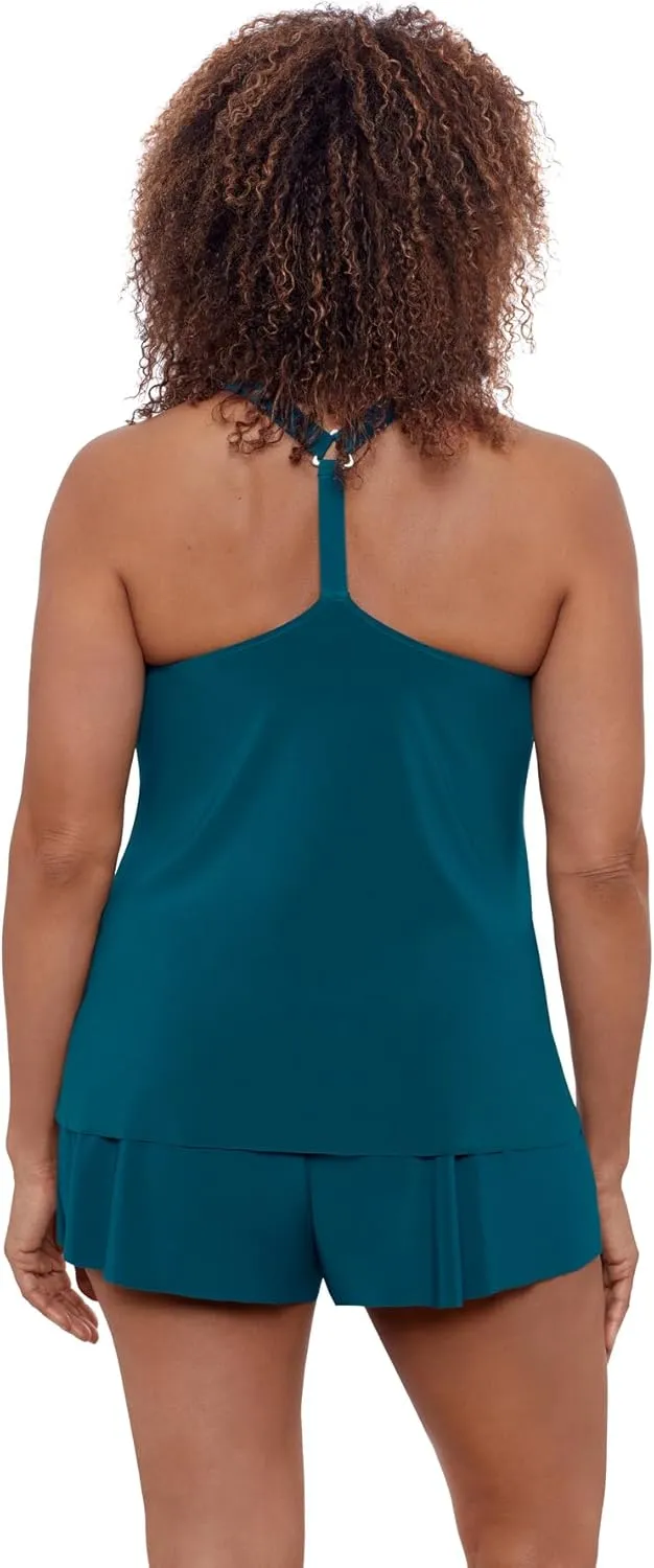 Aqua Green Women's Standard Y-Back Tankini Top