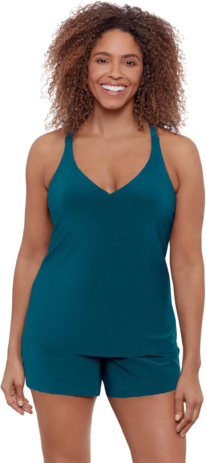 Aqua Green Women's Standard Y-Back Tankini Top