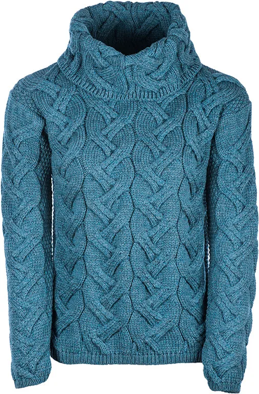 Aran Cowl Neck Chunky Sweater | Irish Sea