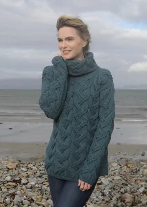 Aran Cowl Neck Chunky Sweater | Irish Sea
