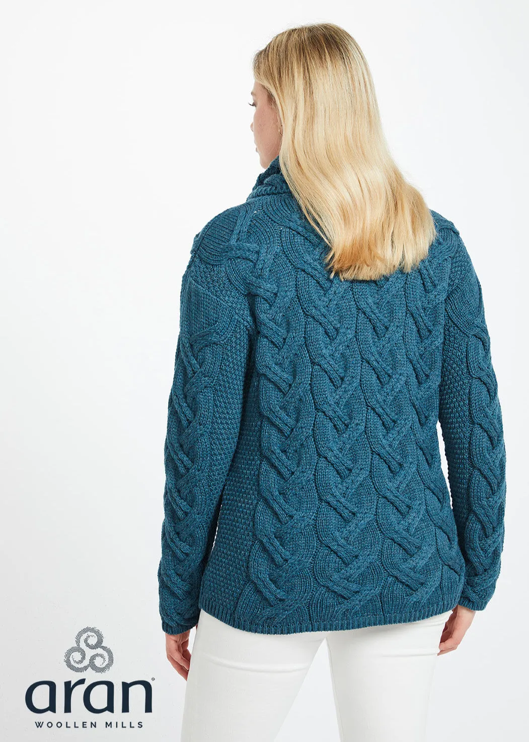 Aran Cowl Neck Chunky Sweater | Irish Sea