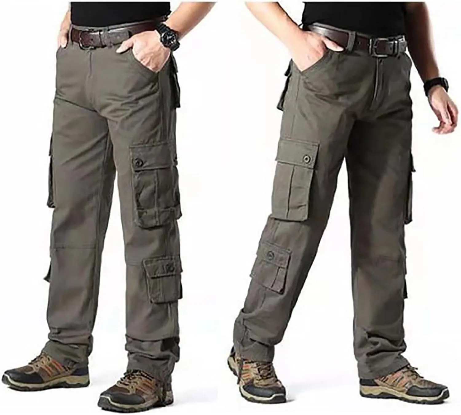 Athletic Pants for Men Men's Solid Color and Windproof and Rainproof Pants Winter Warm Straight Leg Gym Sweatpants