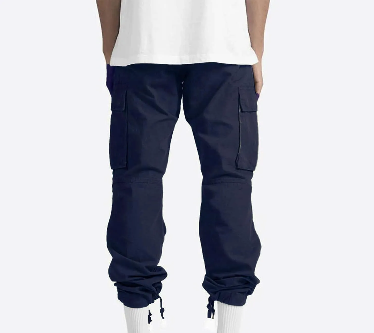 Aymnlox Cargo Pants for Men Baggy Big and Tall Linen Drawstring Sweatpants Casual Hiking Jogger Athletic Straight Pant Pocket