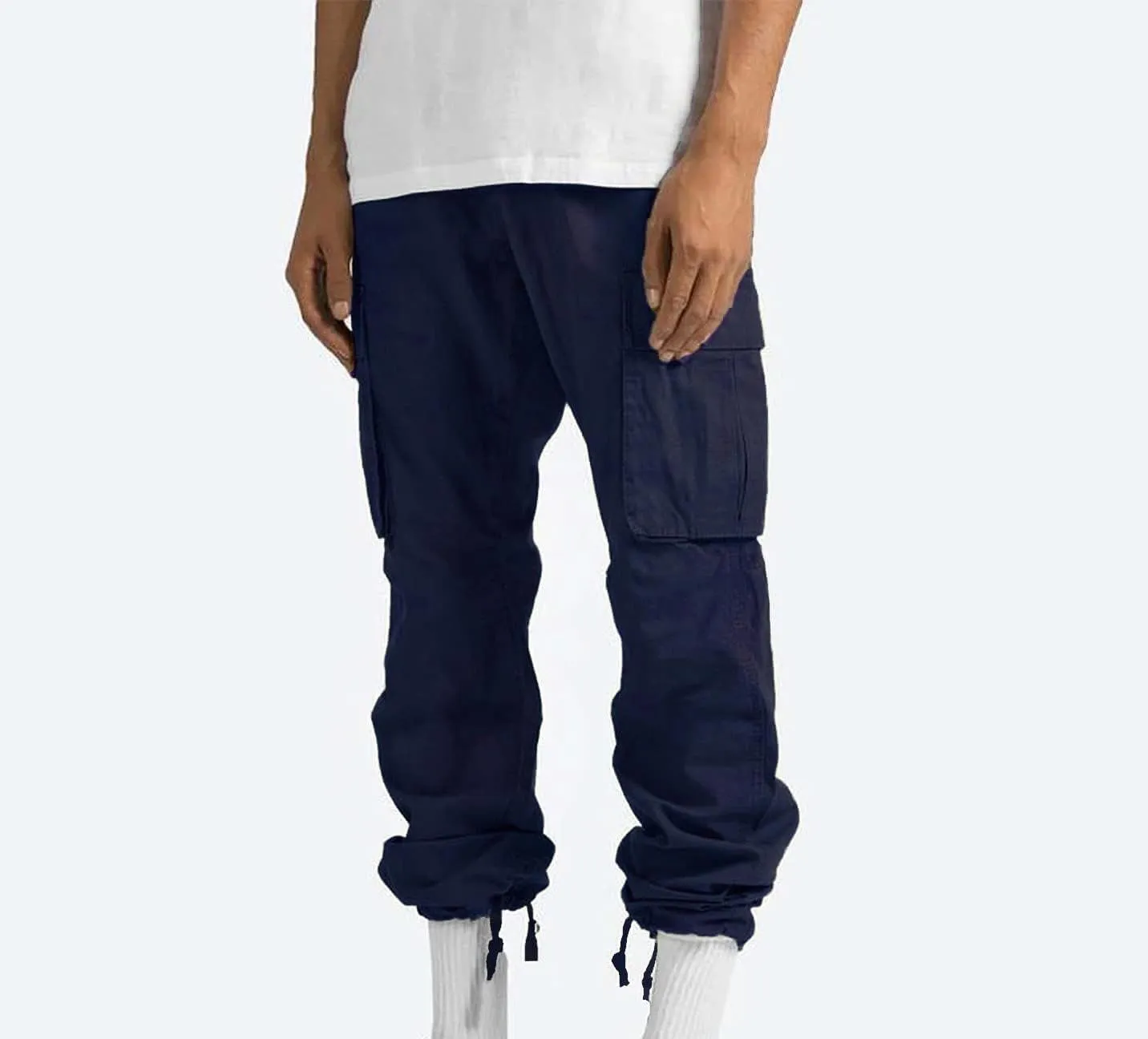 Aymnlox Cargo Pants for Men Baggy Big and Tall Linen Drawstring Sweatpants Casual Hiking Jogger Athletic Straight Pant Pocket