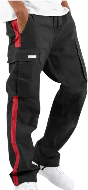 Baggy Cargo Sweatpants for Men Big and Tall Fashion 2023 Color Block Joggers Pants Casual Loose Fit Cotton Cargos