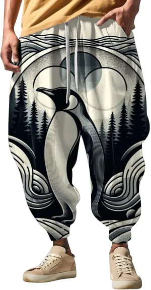 Baggy Elastic Waist Novelty Pant Feel Casual Sweatpants Mens Drawstring Aladdil Hippie Harem Pants Genie Pants Baggy