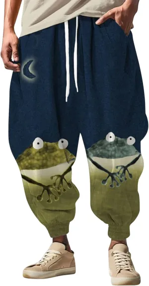 Baggy Elastic Waist Novelty Pant Feel Casual Sweatpants Mens Drawstring Aladdil Hippie Harem Pants Genie Pants Baggy
