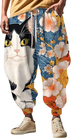 Baggy Elastic Waist Novelty Pant Feel Casual Sweatpants Mens Drawstring Aladdil Hippie Harem Pants Genie Pants Baggy