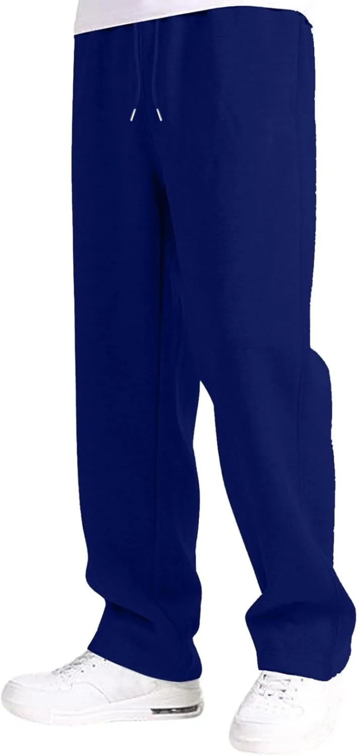 Baggy Sweatpants Men Tapered Loose Fit Trousers Drawstring Pants Elastic Waist Workout Slacks with Pockets