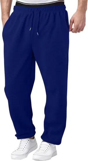Baggy Sweatpants Men Tapered Loose Fit Trousers Drawstring Pants Elastic Waist Workout Slacks with Pockets