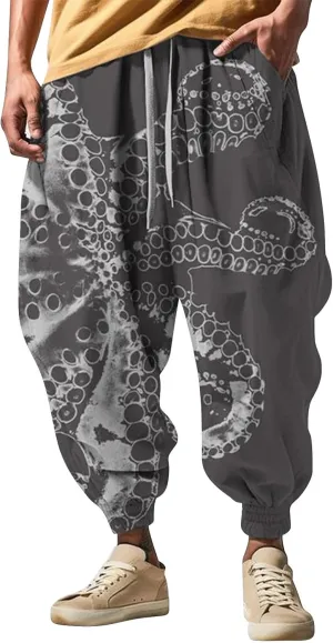 Baggy Wide Leg Pants Fashion Street Feel Casual Sweatpants Casual Wide Leg Jogger Pants White Pants Men Samurai