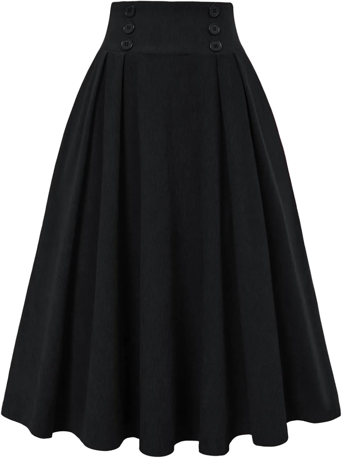 Belle Poque Corduroy Skirt for Women A-Line Flared Swing Skirt Midi High Waist Skirts