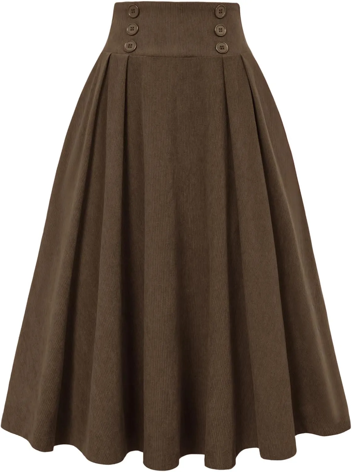 Belle Poque Corduroy Skirt for Women A-Line Flared Swing Skirt Midi High Waist Skirts