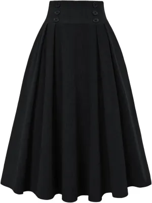 Belle Poque Corduroy Skirt for Women A-Line Flared Swing Skirt Midi High Waist Skirts