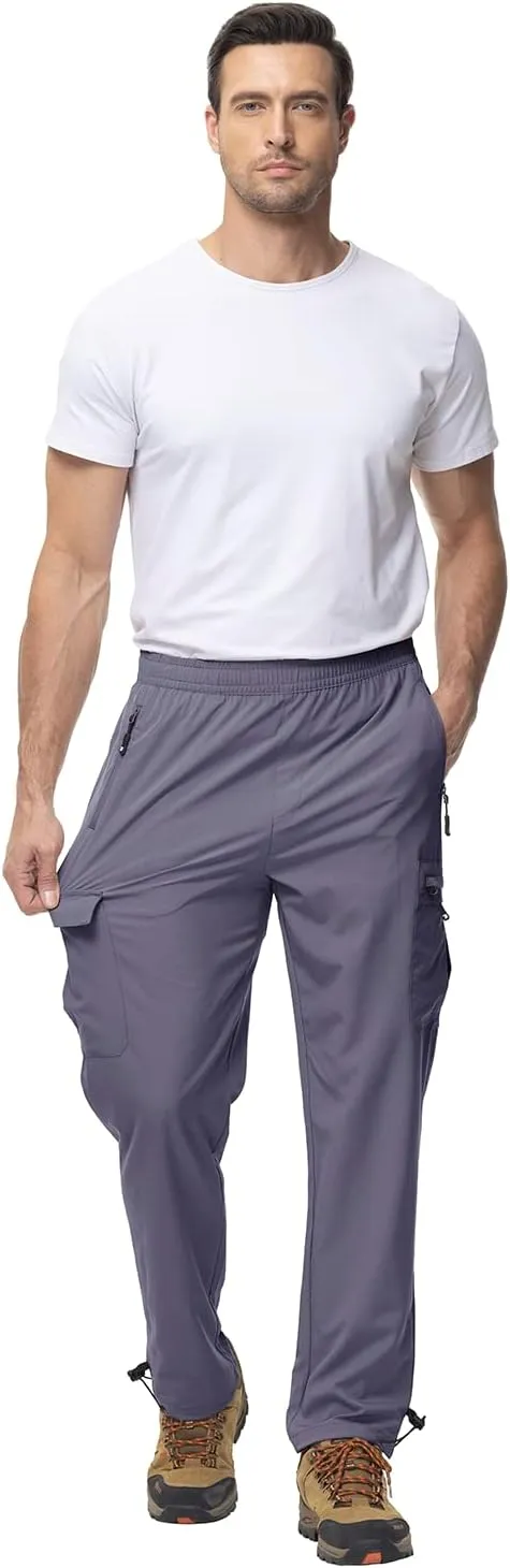 BGOWATU Hiking Pants for Men, Water Resistant Stretch Cargo Pants, Lightweight Quick Dry Outdoor Fishing Pants