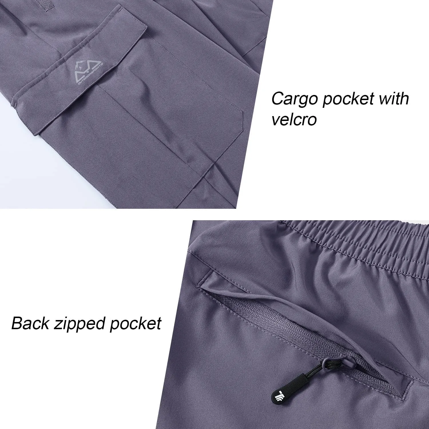 BGOWATU Hiking Pants for Men, Water Resistant Stretch Cargo Pants, Lightweight Quick Dry Outdoor Fishing Pants