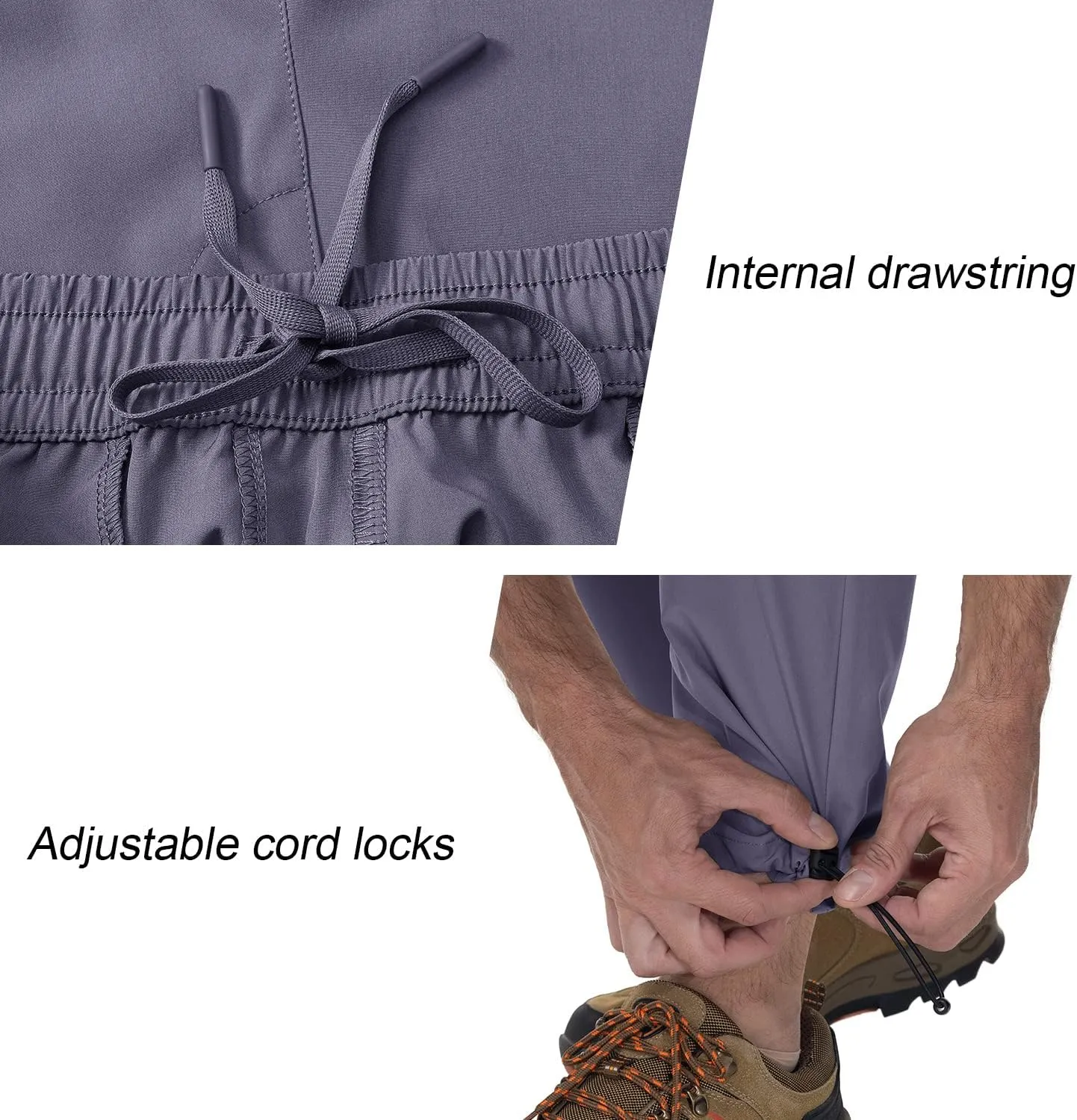 BGOWATU Hiking Pants for Men, Water Resistant Stretch Cargo Pants, Lightweight Quick Dry Outdoor Fishing Pants