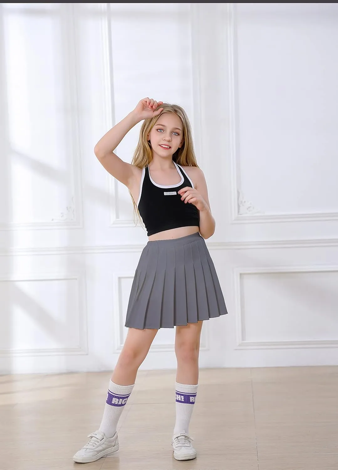 BINPAW Girls Women Pleated Skirt School Uniform Mini Tennis Skirts