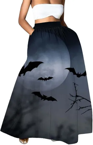 Black Fluffy Skirt Skirt High Waist Party Beach Pocket Long Maxi Skirt Halloween Costumes Pleated Skirts for Women