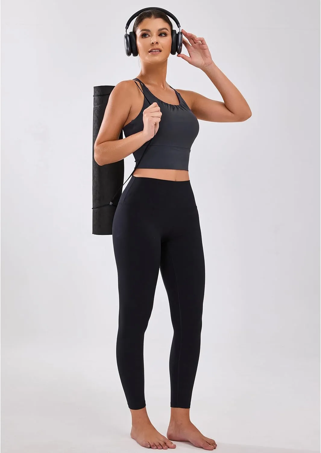 BMJL Women's Workout Tank Top Bulit in Bra Removable Pad Racerback Athletic Gym Yoga Camisole Smocked Neck Cropped Top