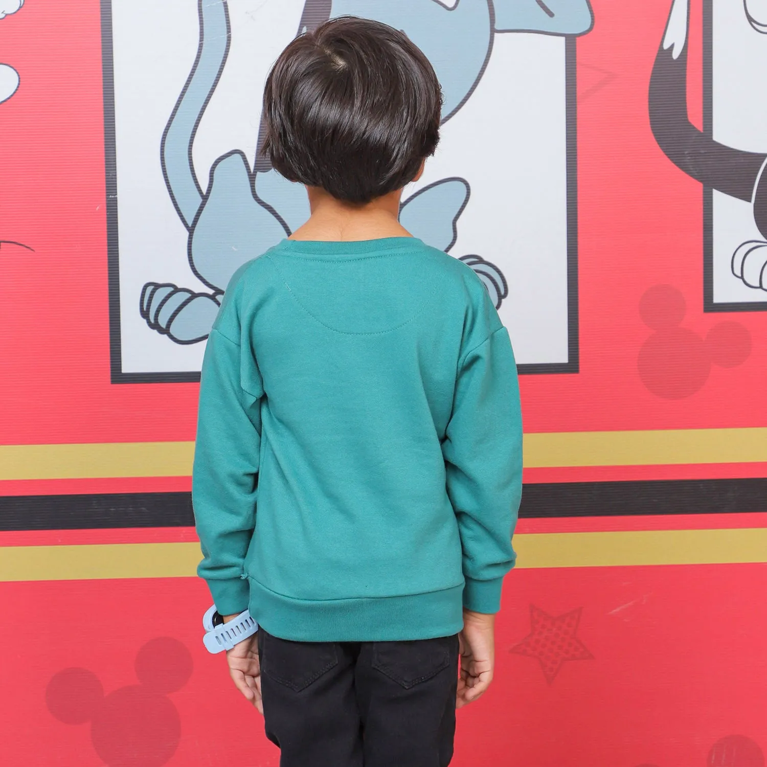 Boys Sweatshirt Skate Character Print- Neptune Green