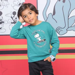 Boys Sweatshirt Skate Character Print- Neptune Green