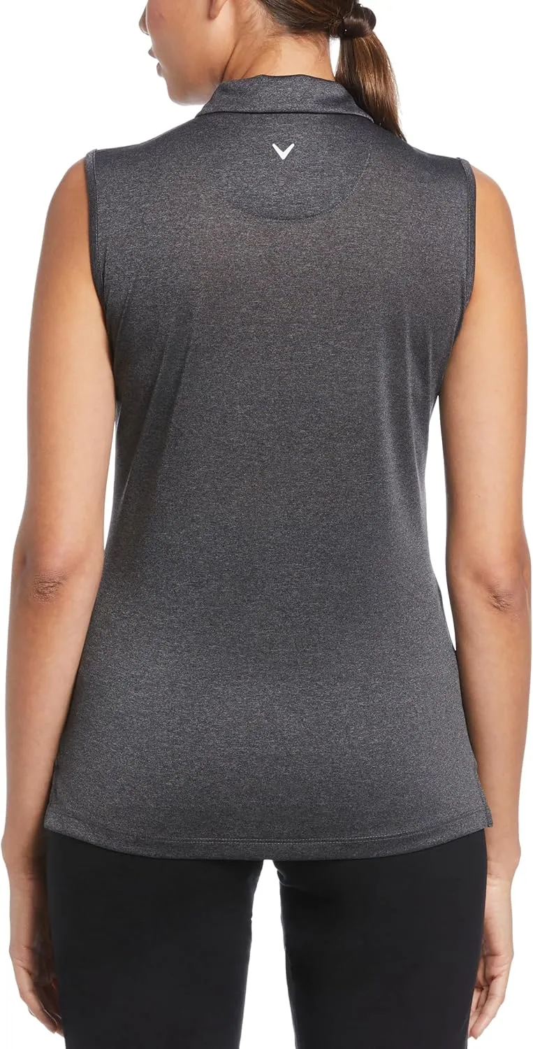 Callaway Women's Quarter Zip Heather Sleeveless Golf Polo