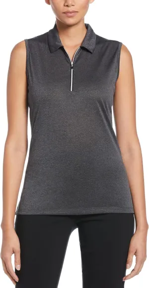 Callaway Women's Quarter Zip Heather Sleeveless Golf Polo