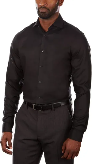 Calvin Klein Men's Non Iron Stretch Slim Fit Dress Shirt Shirt, Jet Black, 17" Neck 34"-35" Sleeve