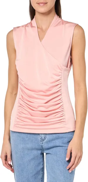 Calvin Klein No Sleeveless Gathered V-Neck Top