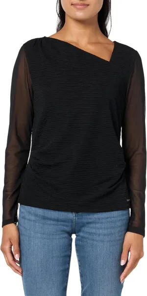 Calvin Klein Women's Long Sleeve Asymmetrical Neckline Top