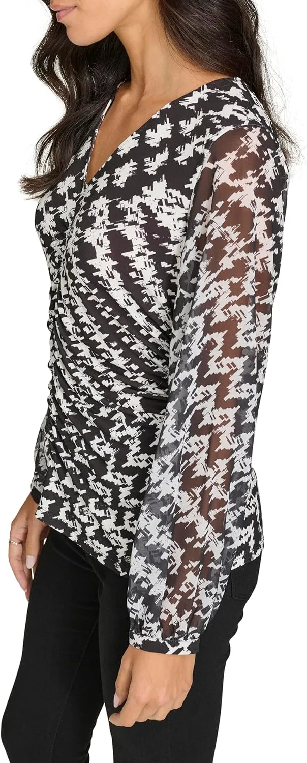 Calvin Klein Women's V-Neck Long Sleeve Top