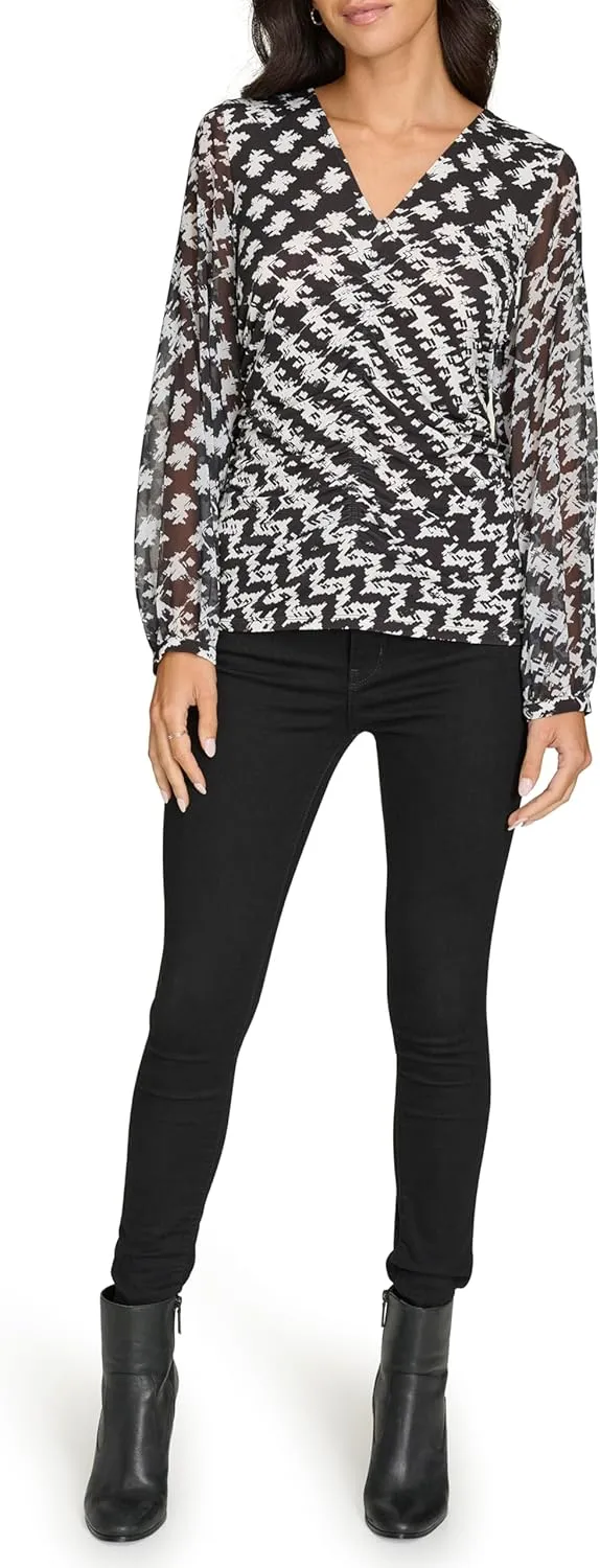 Calvin Klein Women's V-Neck Long Sleeve Top