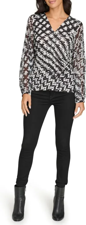Calvin Klein Women's V-Neck Long Sleeve Top