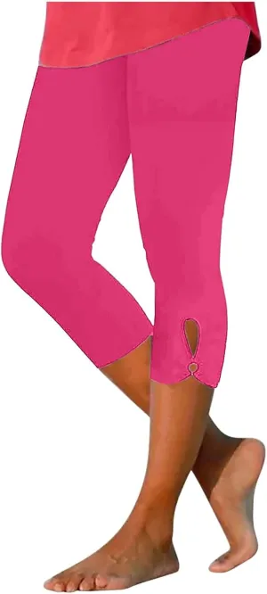 Capri Leggings for Women 2025 Casual Summer Capri Pants Stretch Slimming Workout Yoga Pants Hollow Out Leggings