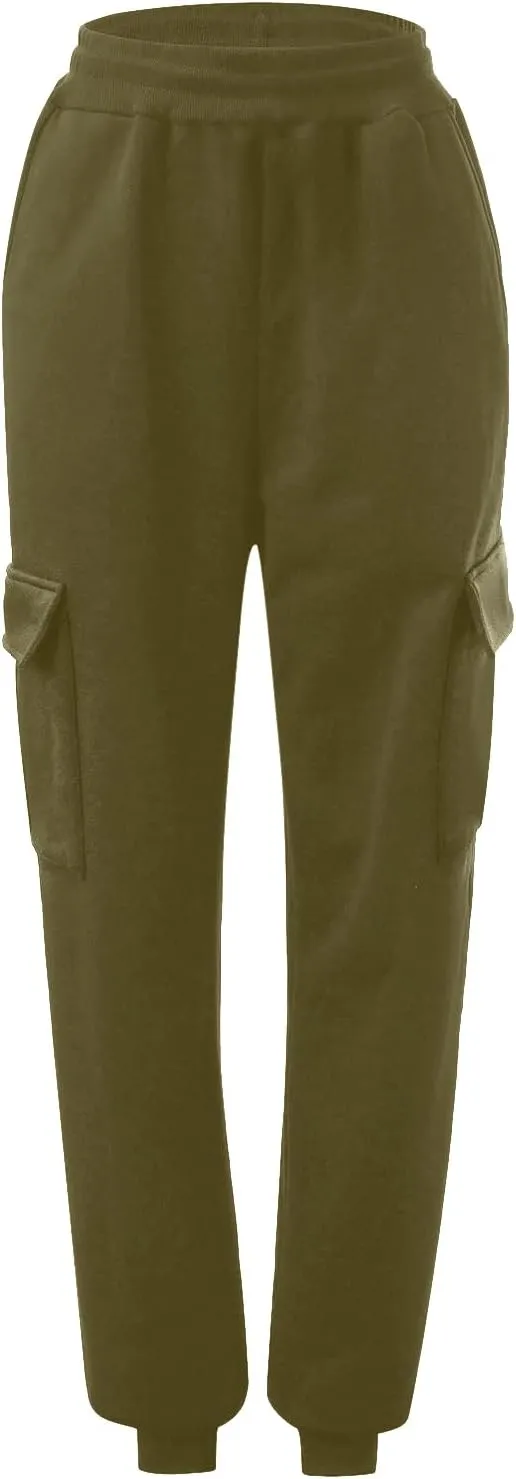 Cargo Joggers for Women - High Waisted Baggy Sweatpants with Pockets