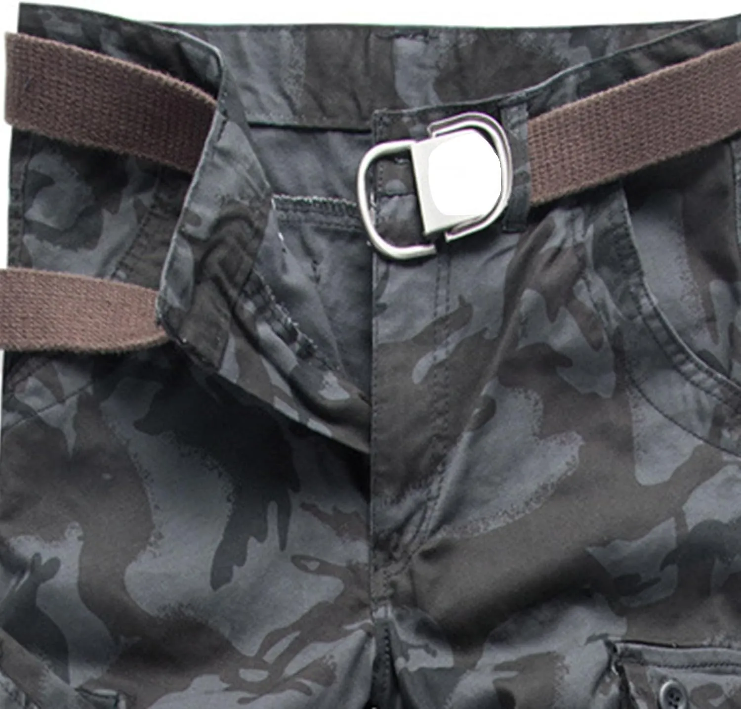 Cargo Pants for Men Camo Stretch Button Waist Tactical Pants Relaxed Fit Fleece Lined Tapered Sweatpants with Pockets