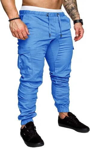 Cargo Pants for Men Drawstring Pants Slim Fit Casual Sweatpants Outdoor Lightweight Trousers Workout Sweat Pants