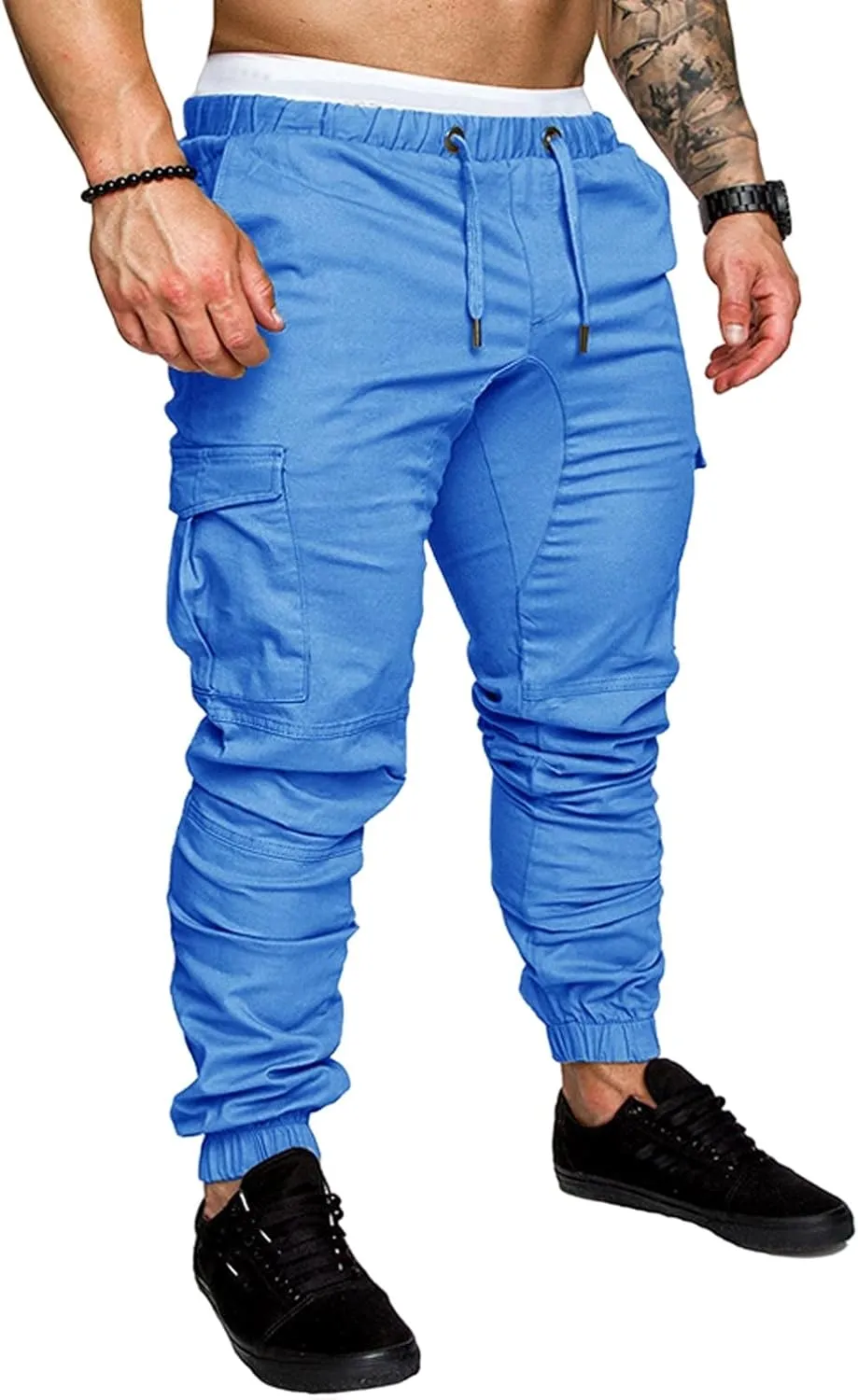 Cargo Pants for Men Drawstring Pants Slim Fit Casual Sweatpants Outdoor Lightweight Trousers Workout Sweat Pants