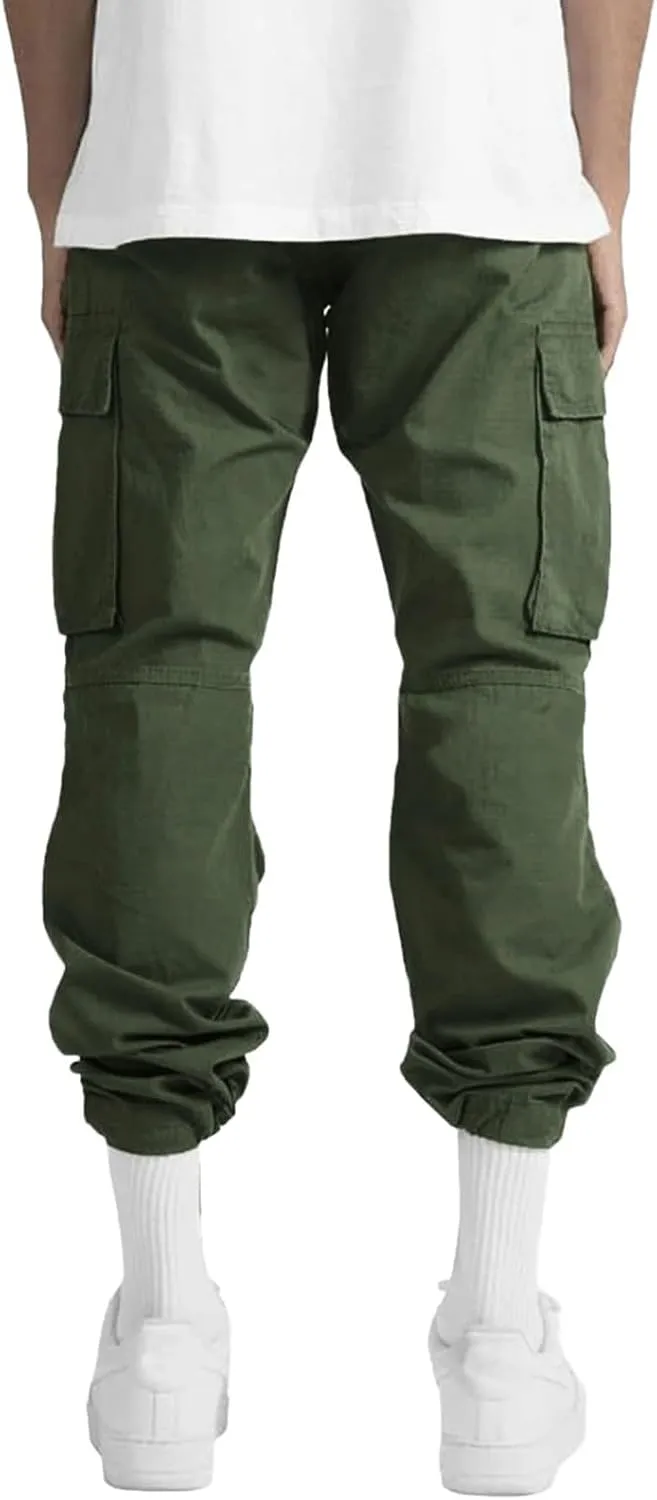 Cargo Pants for Men, Multiple Pockets Solid Pants Outdoor Straight Leg Fitness Long Pant Athletic Tactical Pants