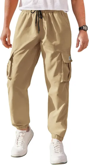 COOFANDY Mens Casual Joggers Pants Stretch Waist Drawstring Cargo Pants Tapered Sweatpants with Pockets