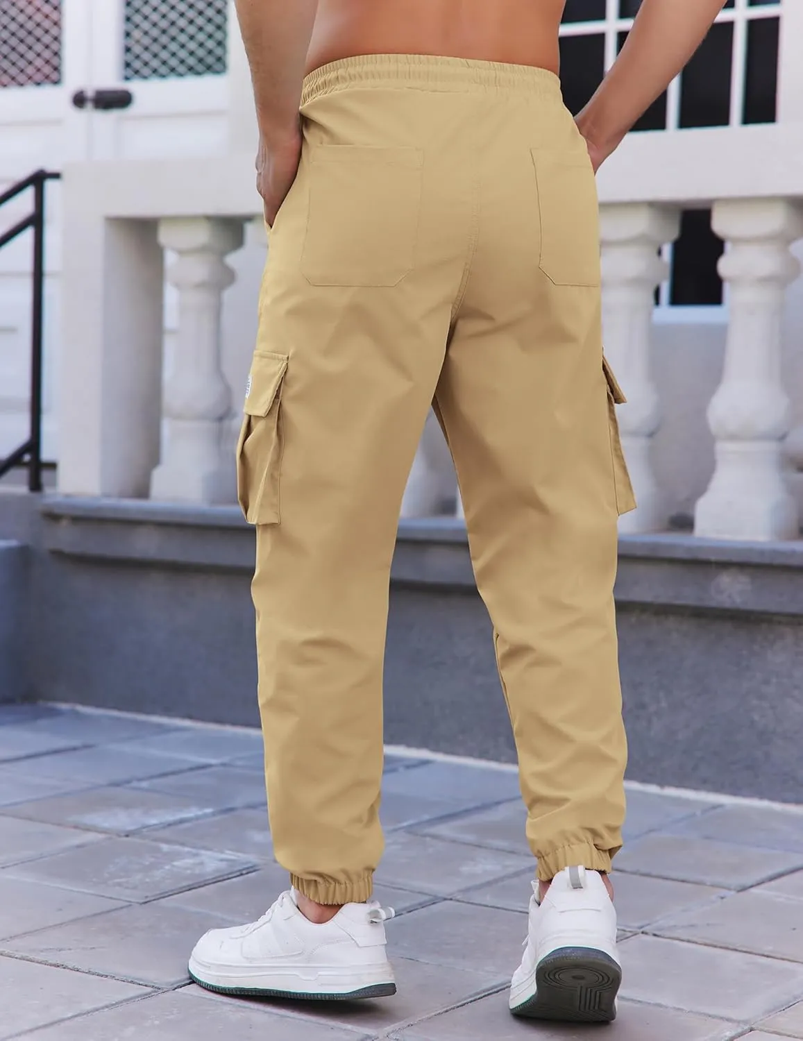 COOFANDY Mens Casual Joggers Pants Stretch Waist Drawstring Cargo Pants Tapered Sweatpants with Pockets